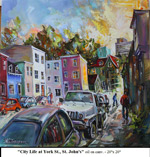 City Life at York St., St John's, Oil on Canvas